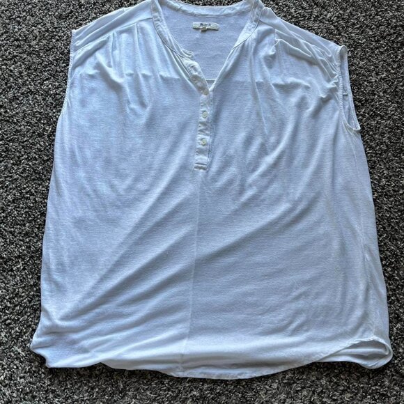 Madewell White Linen Button Up Small Tank Top - Picture 1 of 8